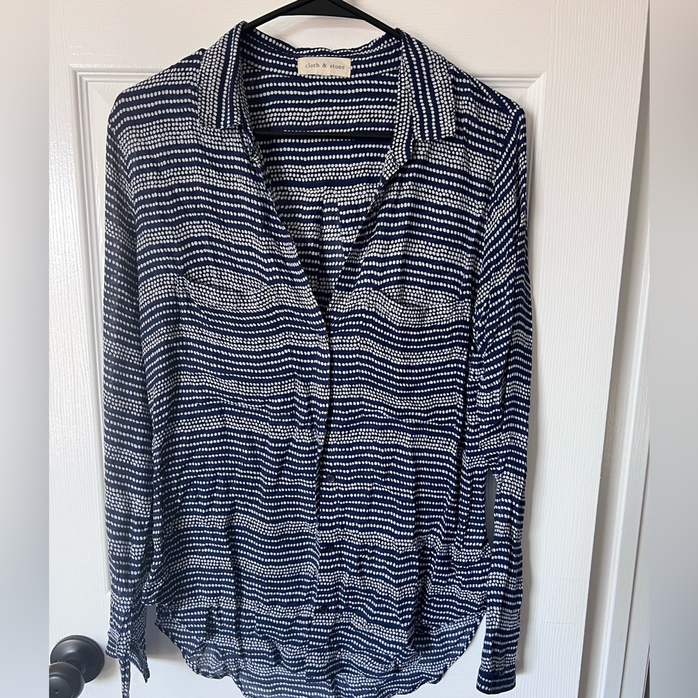 Cloth & Stone Blue Dotted Button Down